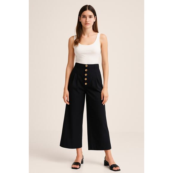 ZARA TRF Black Ultra High Waist Wide Leg Pants – Size 28 - Picture 1 of 10